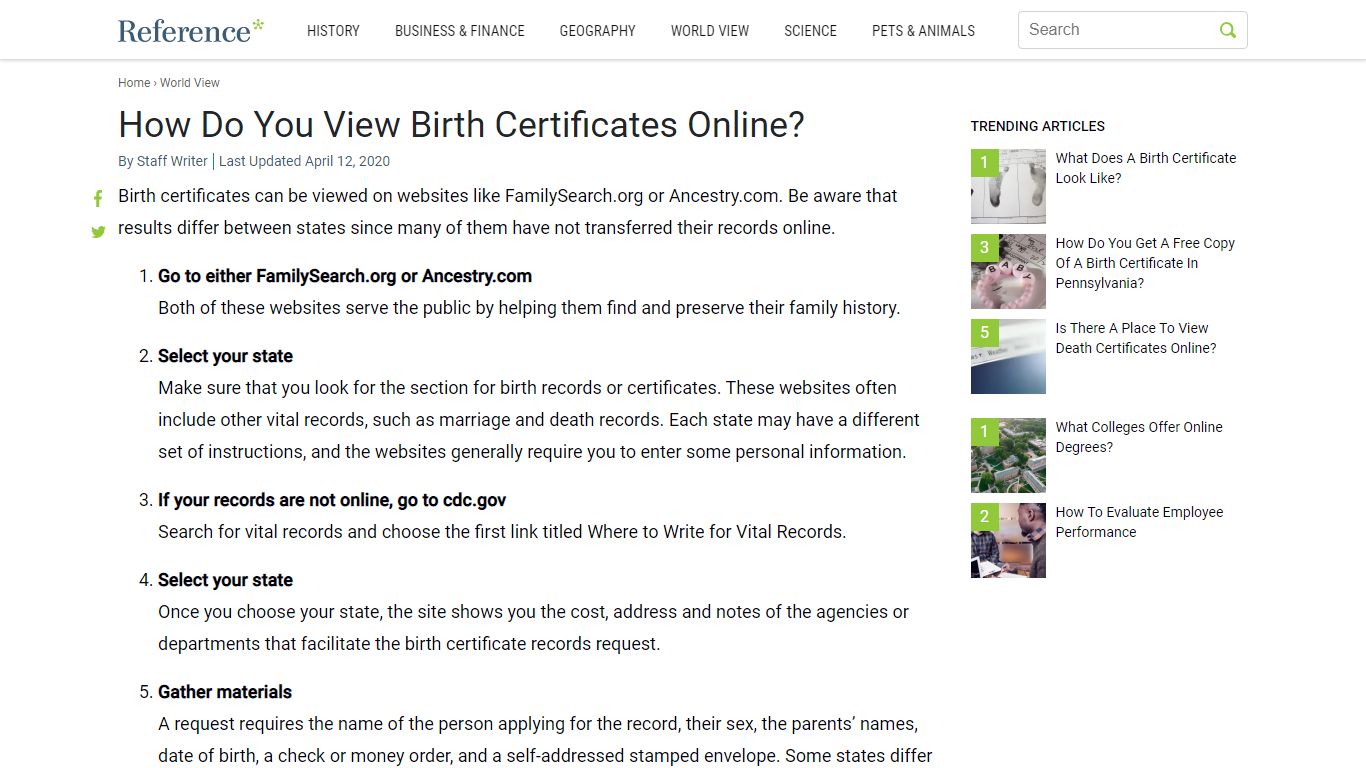 How Do You View Birth Certificates Online? - Reference.com